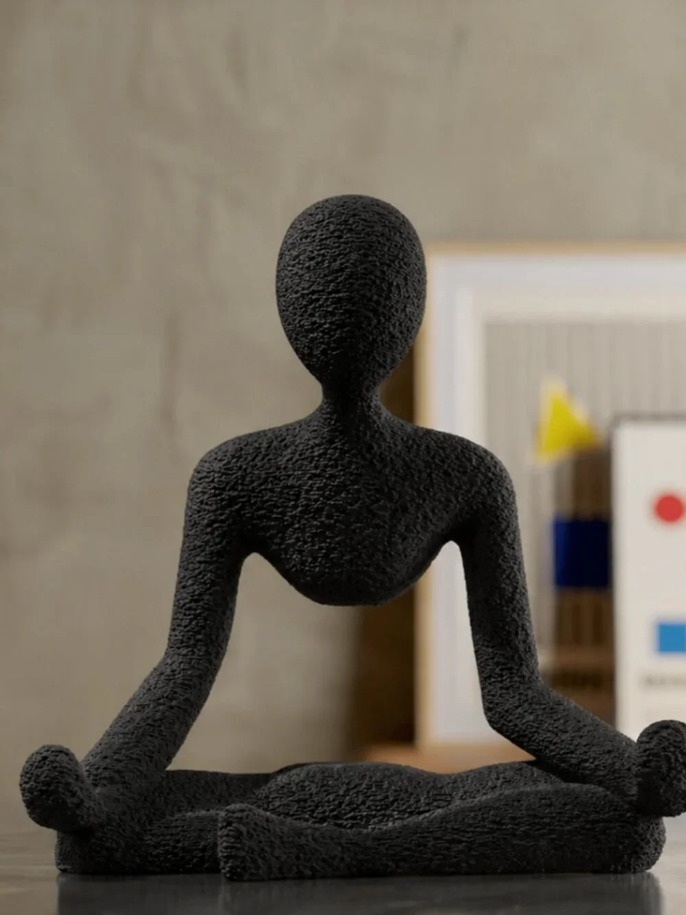 3D Printed Black Phone Stand Meditation Yoga Statue Phone Holder Desk